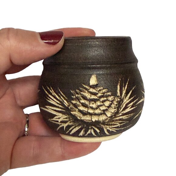 Adorable Little Rustic Pine cone Studio Pottery Piece: Matchstick Holder - Picture 3 of 6